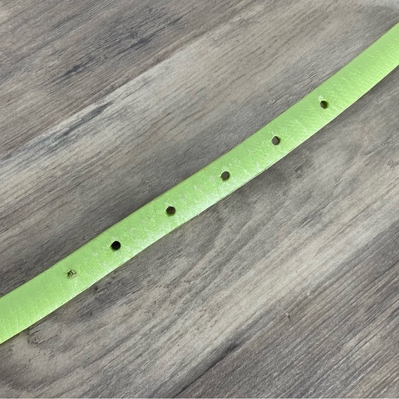 Vintage MCM Michael Cromer Lime Green Leather Skinny Belt - Picture 4 of 14